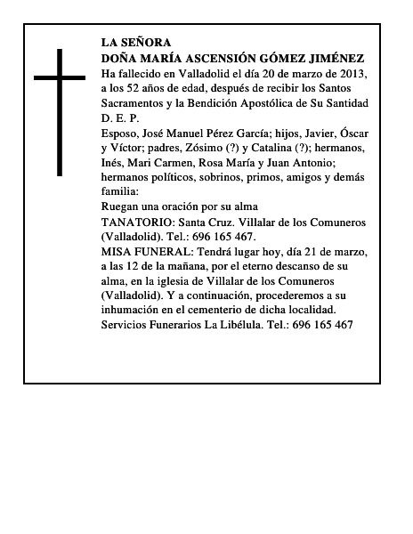 Doña María Ascensión Gómez Jiménez