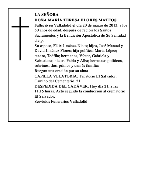 Doña María Teresa Flores Mateos