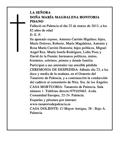 Doña María Magdalena Hontoria Pisano