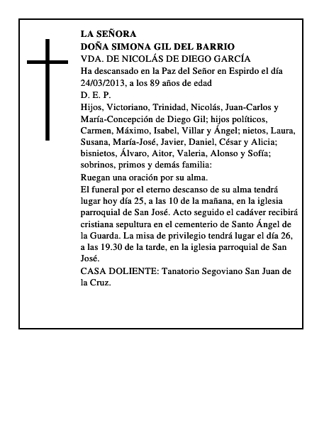 Doña Simona Gil del Barrio