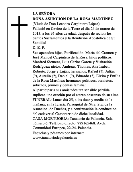 Doña Asunción de la Rosa Martínez
