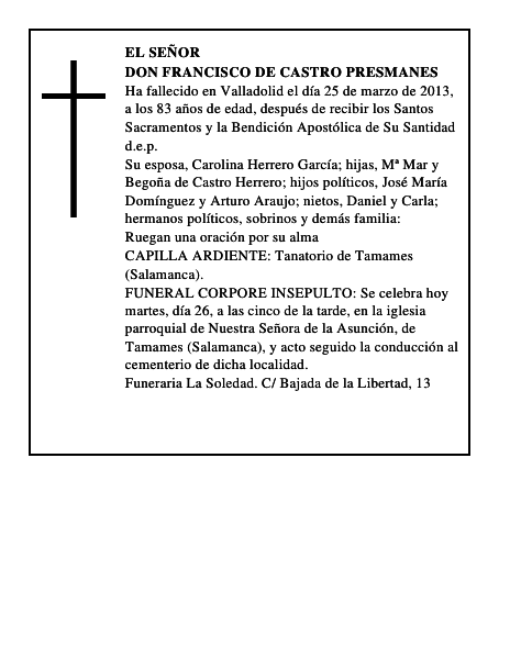 Don Francisco de Castro Presmanes