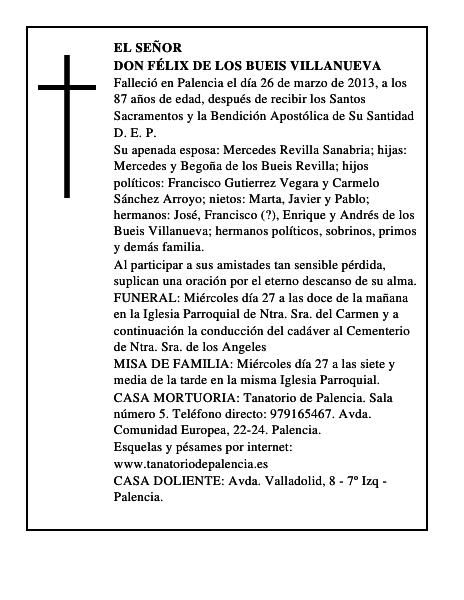Don Félix de los Bueis Villanueva