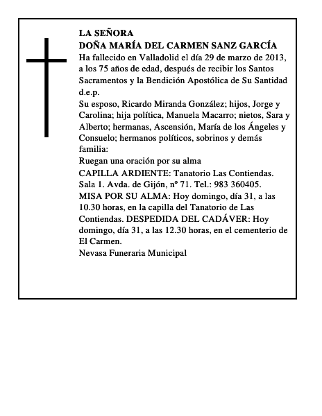 Doña María del Carmen Sanz García