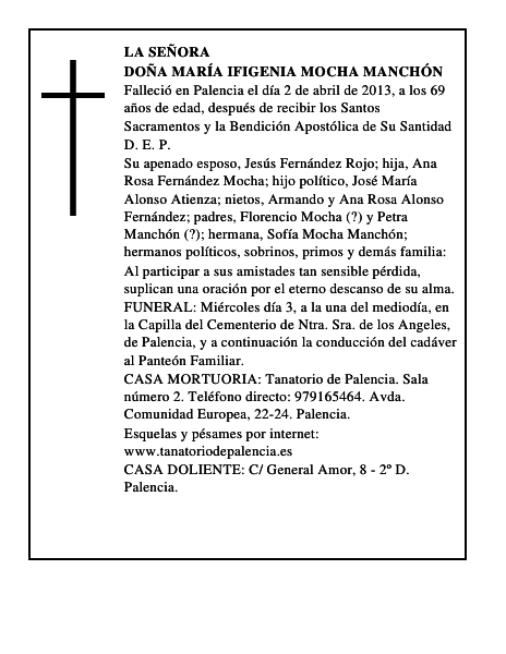 Doña María Ifigenia Mocha Manchón