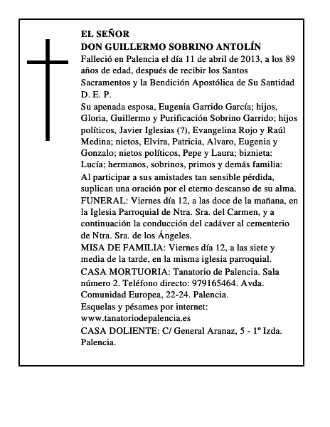 Don Guillermo Sobrino Antolín