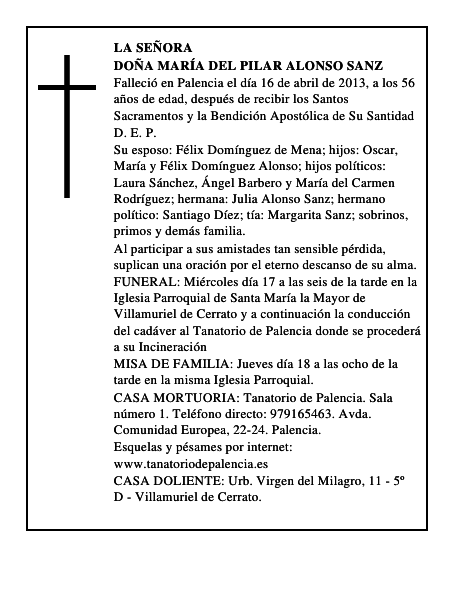 Doña María del Pilar Alonso Sanz