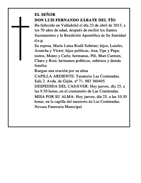 Don Luis Fernando Zárate del Tío