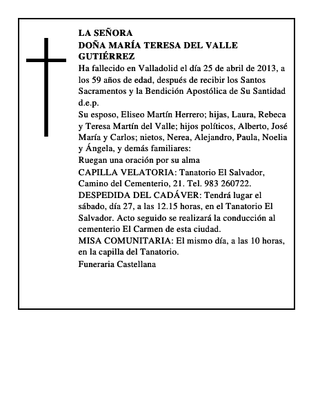 Doña María Teresa del Valle Gutiérrez