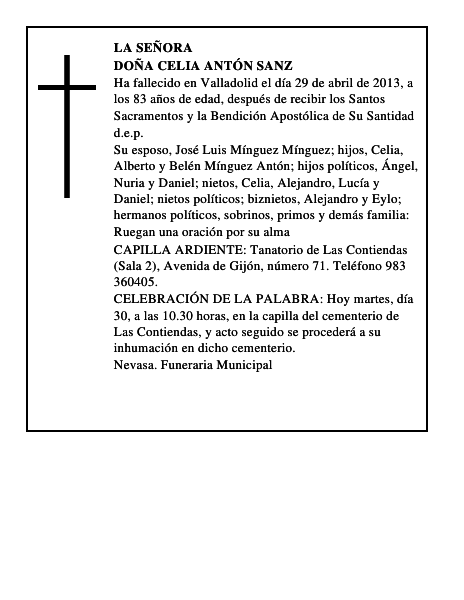 Doña Celia Antón Sanz