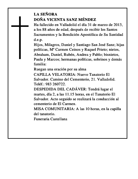 Doña Vicenta Sanz Méndez