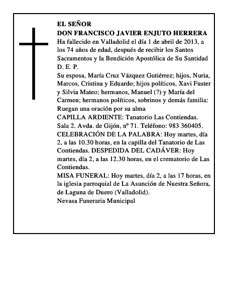 Don Francisco Javier Enjuto Herrera