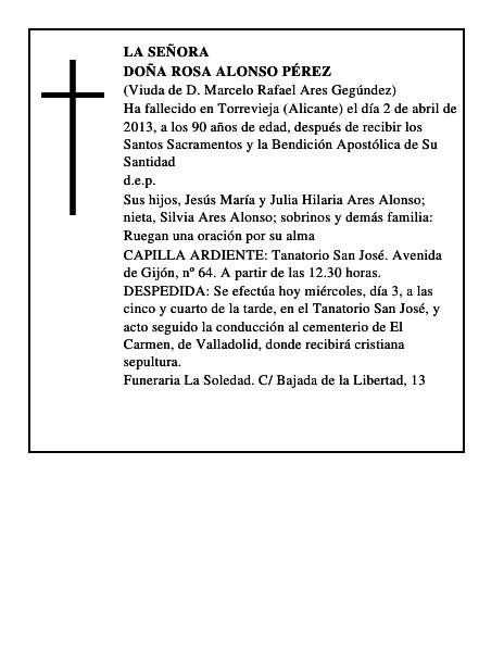 Doña Rosa Alonso Pérez