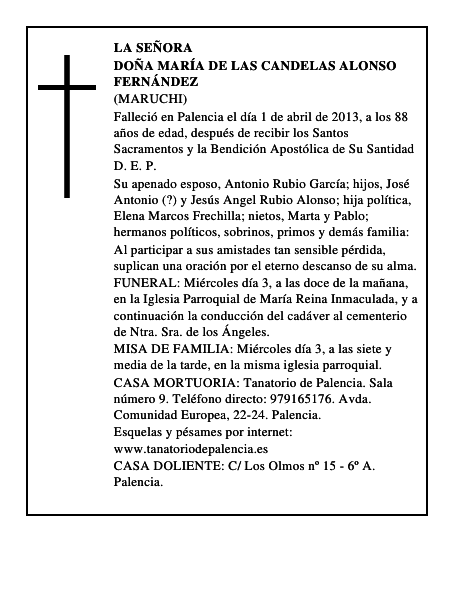 Doña María de las Candelas Alonso Fernández