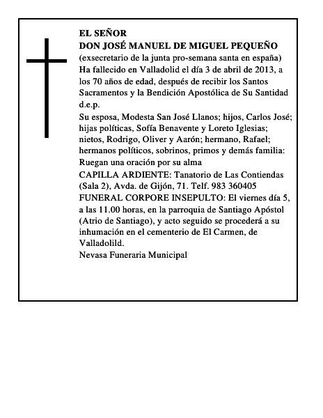 Don José Manuel de Miguel Pequeño
