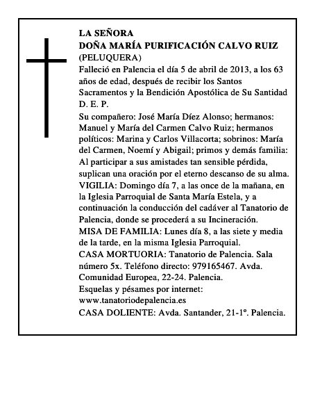 Doña María Purificación Calvo Ruiz