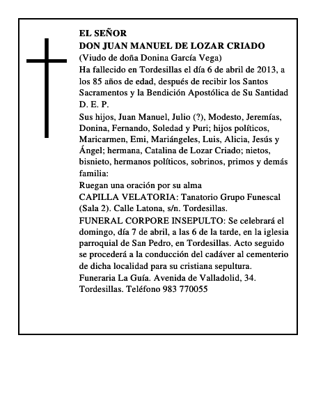 Don Juan Manuel de Lozar Criado