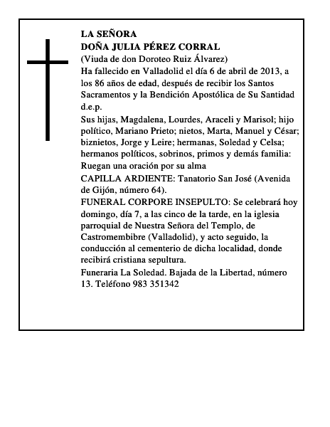Doña Julia Pérez Corral
