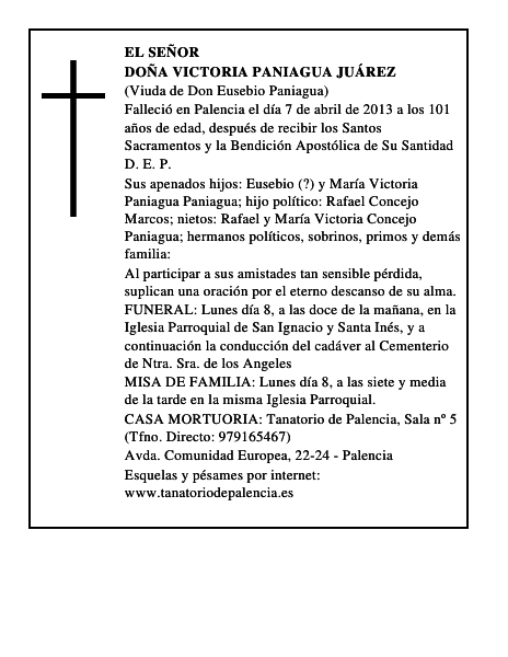 Doña Victoria Paniagua Juárez