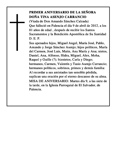Doña Tina Asenjo Carrancio