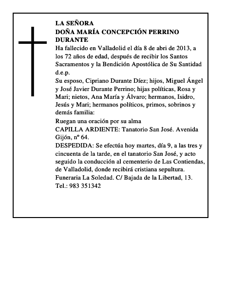 Doña María Concepción Perrino Durante