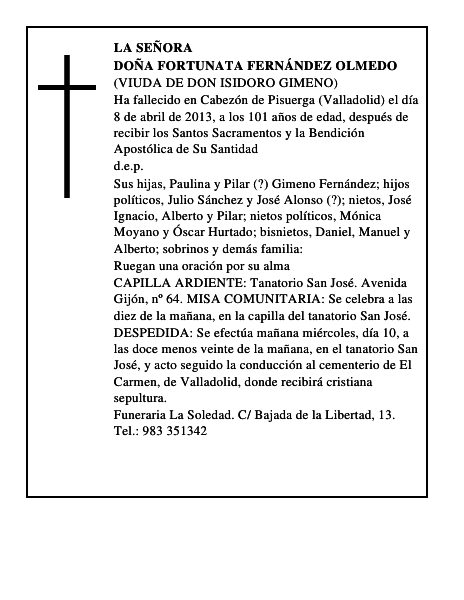Doña Fortunata Fernández Olmedo