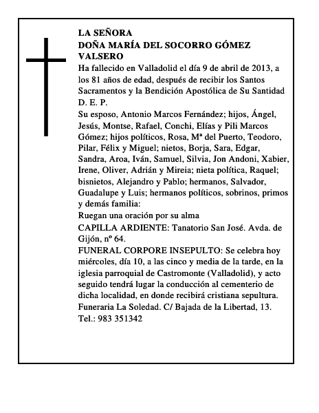 Doña María del Socorro Gómez Valsero