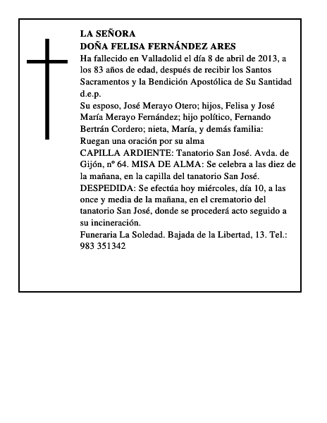 Doña Felisa Fernández Ares