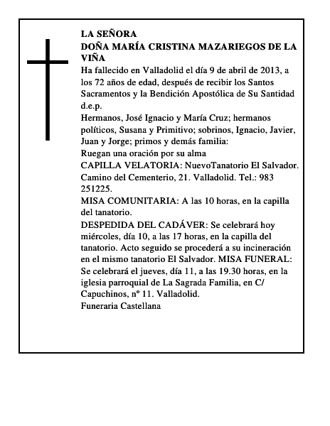 Doña María Cristina Mazariegos de la Viña