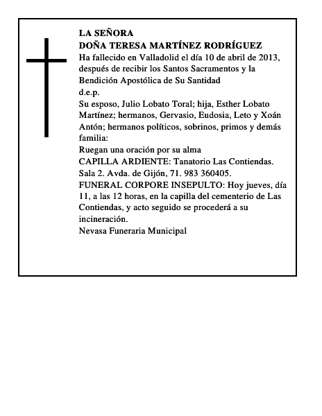 Doña Teresa Martínez Rodríguez