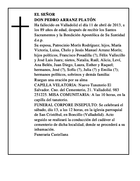 Don Pedro Arranz Platón