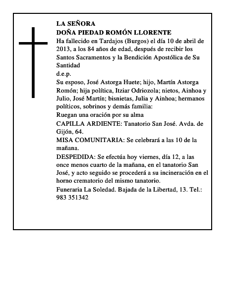 Doña Piedad Romón Llorente