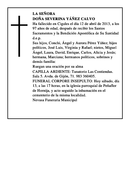 Doña Severina Yáñez Calvo