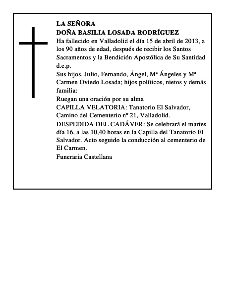 Doña Basilia Losada Rodríguez