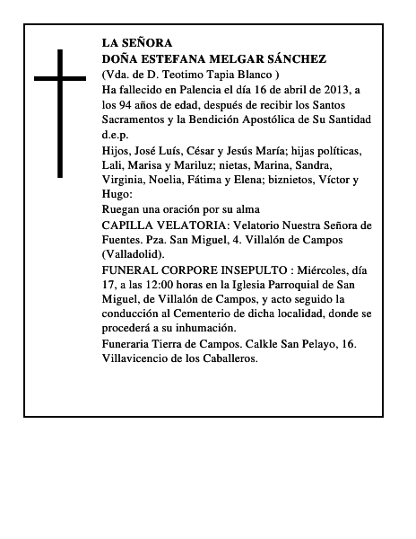 Doña Estefana Melgar Sánchez