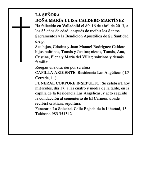 Doña María Luisa Caldero Martínez