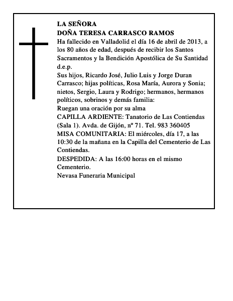 Doña Teresa Carrasco Ramos