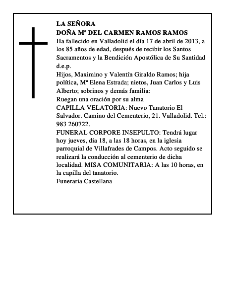 Doña Mª del Carmen Ramos Ramos