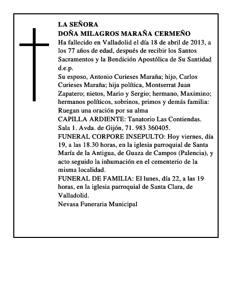 Doña Milagros Maraña Cermeño
