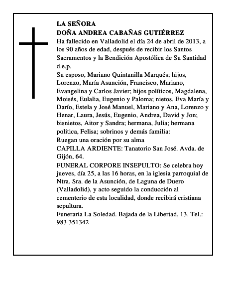 Doña Andrea Cabañas Gutiérrez