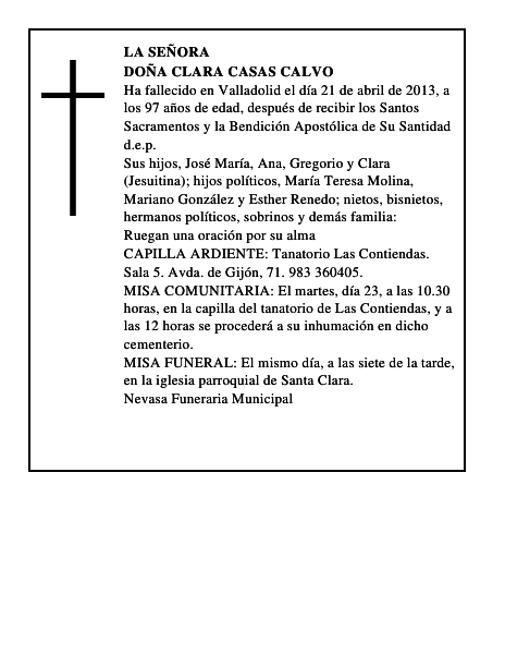 Doña Clara Casas Calvo
