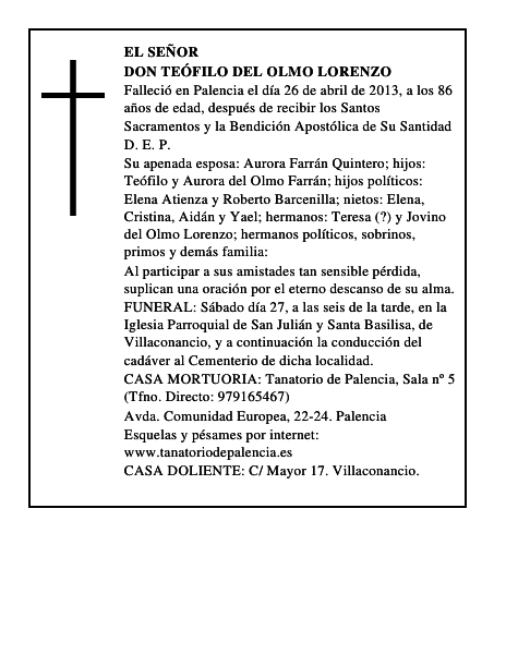 Don Teófilo del Olmo Lorenzo