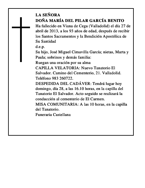 Doña María del Pilar García Benito