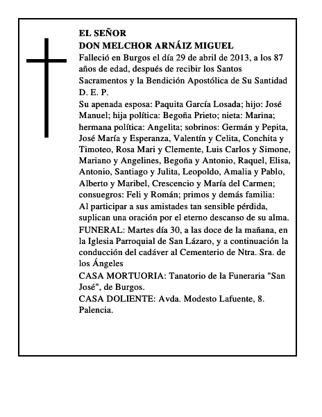 Don Melchor Arnáiz Miguel