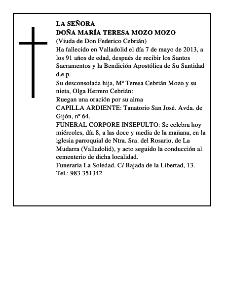 Doña María Teresa Mozo Mozo