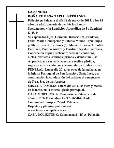 Doña Tomasa Tapia Estébanez