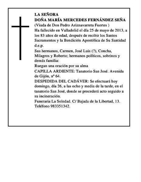 Doña María Mercedes Fernández Seña