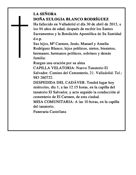 Doña Eulogia Blanco Rodríguez