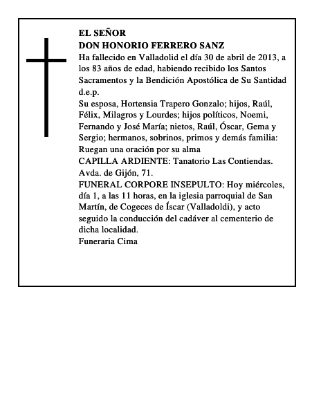 Don Honorio Ferrero Sanz