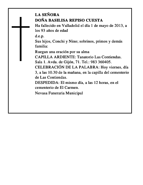 Doña Basilisa Repiso Cuesta